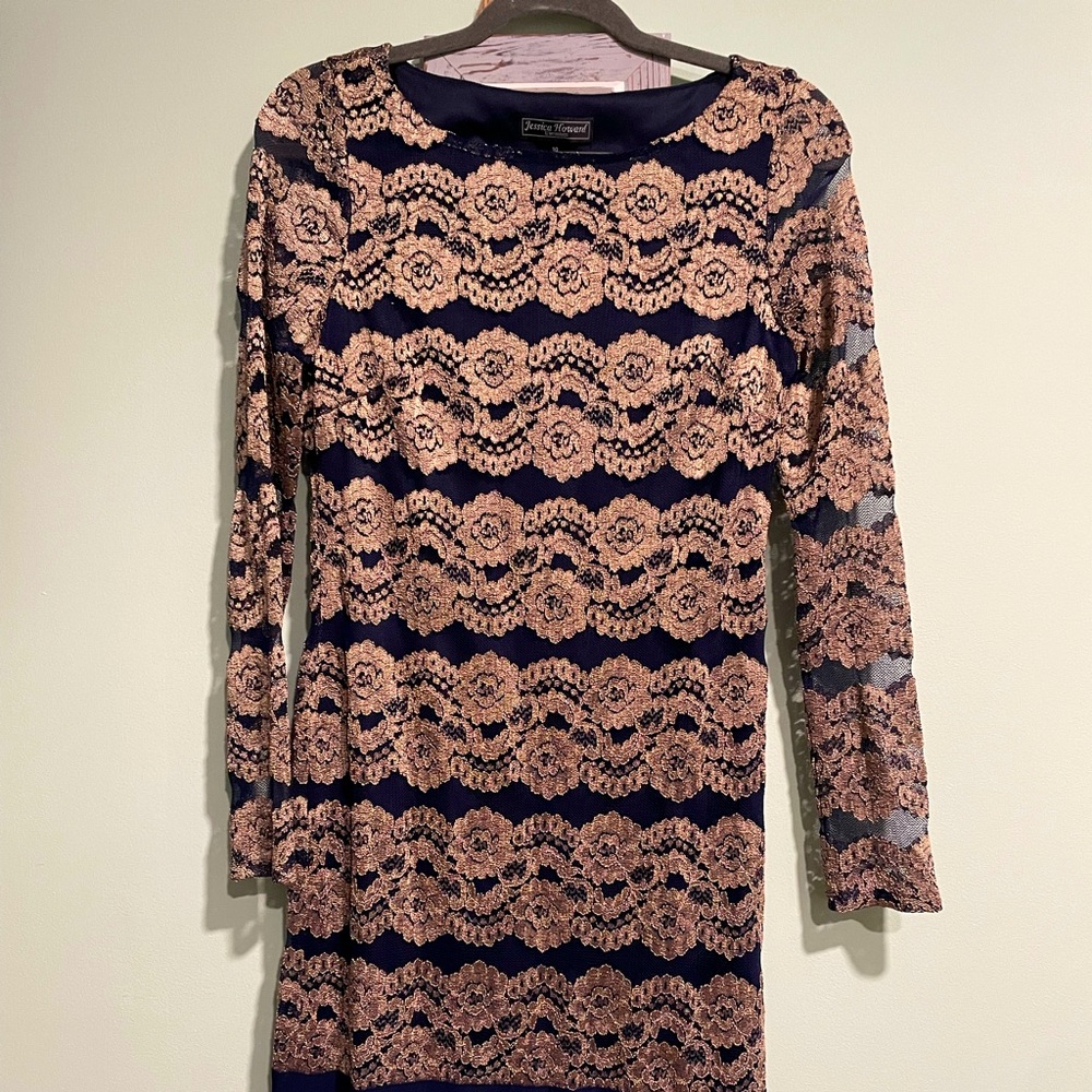 Brand: Jessica Howard, color: blue and gold, size: 10. Worn once.